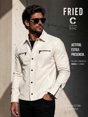 Mens Fried Denim White Faux Leather Jacket With Zippered Pockets Large
